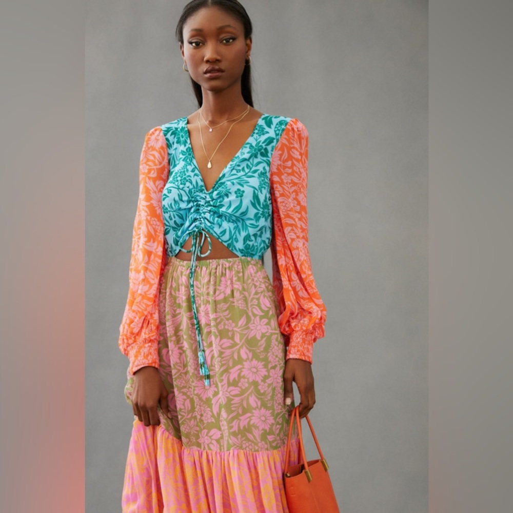 Farm Rio Colorblock Printed Maxi Dress - Picture 2 of 15